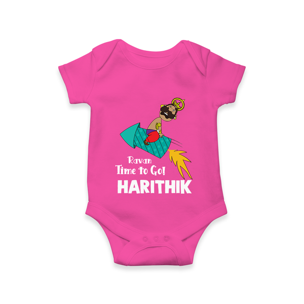Ravan Time To Go Dussehra Romper - HOT PINK - New Born (Chest 14")