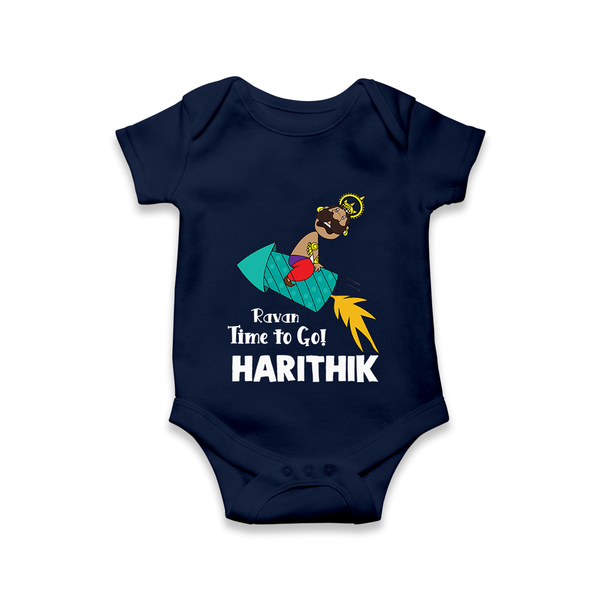 Ravan Time To Go Dussehra Romper - NAVY BLUE - New Born (Chest 14")