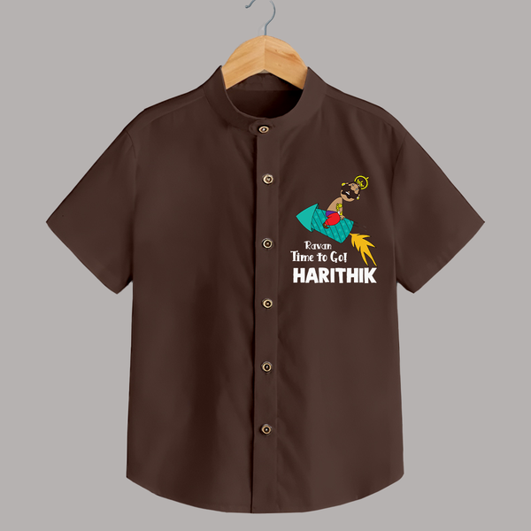 Ravan Time To Go Dussehra Shirt - CHOCOLATE BROWN - 0 - 6 Months Old (Chest 23")