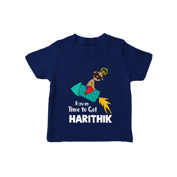 Ravan Time To Go Dussehra T shirt - NAVY BLUE - 0-5 Months Old (Chest 17")