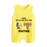Ravan Better Luck Next Time Dussehra Button Romper - PASTEL YELLOW - New Born (Chest 18")