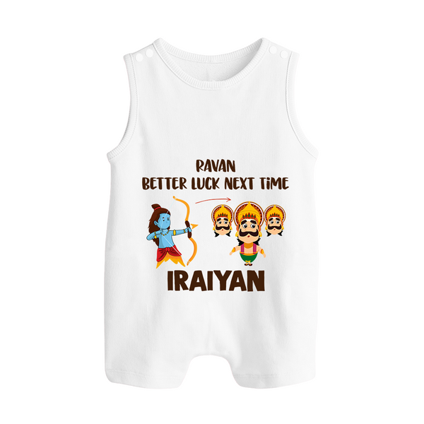 Ravan Better Luck Next Time Dussehra Button Romper - WHITE - New Born (Chest 18")