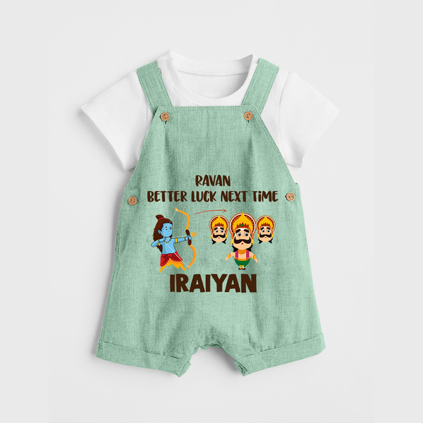 Ravan Better Luck Next Time Dussehra Dungaree - MINT GREEN - 0 - 5 Months Old (Chest 18")