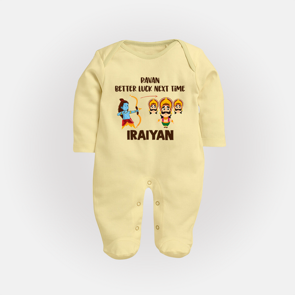 Ravan Better Luck Next Time Dussehra Fullbody suit - PASTEL YELLOW - New Born (Chest 7.5")
