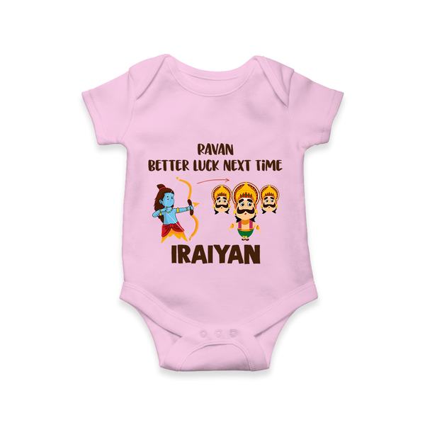 Ravan Better Luck Next Time Dussehra Romper - BABY PINK - New Born (Chest 14")