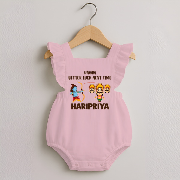 Ravan Better Luck Next Time Dussehra Romper Frock - BABY PINK - 0 - 3 Months Old (Chest 19")