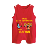 Ravan Better Luck Next Time Dussehra Button Romper - RED - New Born (Chest 18")