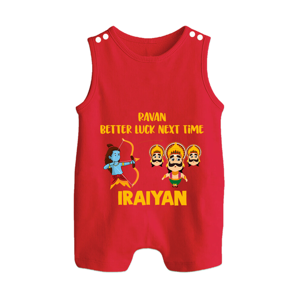 Ravan Better Luck Next Time Dussehra Button Romper - RED - New Born (Chest 18")