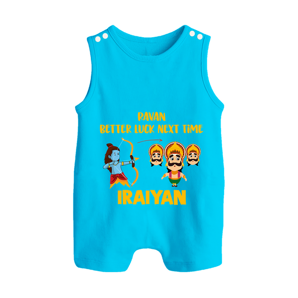 Ravan Better Luck Next Time Dussehra Button Romper - SKY BLUE - New Born (Chest 18")
