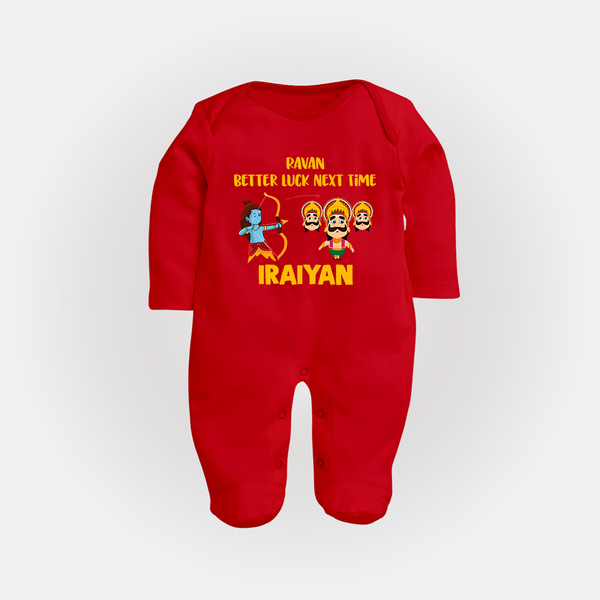 Ravan Better Luck Next Time Dussehra Fullbody suit - RED - New Born (Chest 7.5")