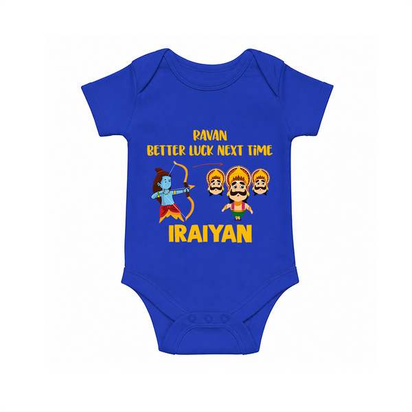 Ravan Better Luck Next Time Dussehra Romper - COBALT BLUE - New Born (Chest 14")