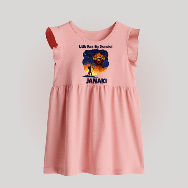 Little Ram Big Dhamaka Dussehra Baby Frock - BABY PINK - 0 - 3 Months Old (Chest 17")
