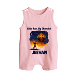 Little Ram Big Dhamaka Dussehra Button Romper - BABY PINK - New Born (Chest 18")