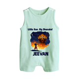 Little Ram Big Dhamaka Dussehra Button Romper - MINT GREEN - New Born (Chest 18")