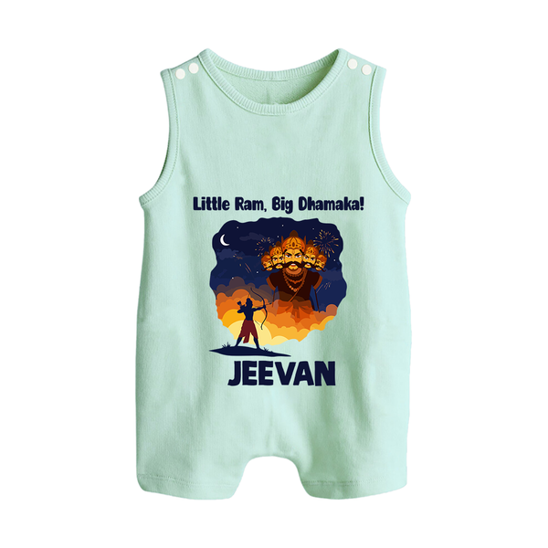 Little Ram Big Dhamaka Dussehra Button Romper - MINT GREEN - New Born (Chest 18")