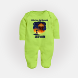 Little Ram Big Dhamaka Dussehra Fullbody suit - LIME GREEN - New Born (Chest 7.5")