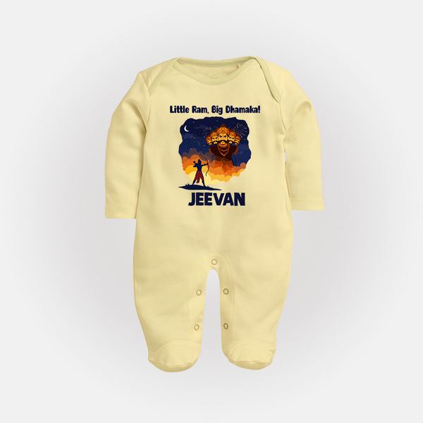 Little Ram Big Dhamaka Dussehra Fullbody suit - PASTEL YELLOW - New Born (Chest 7.5")