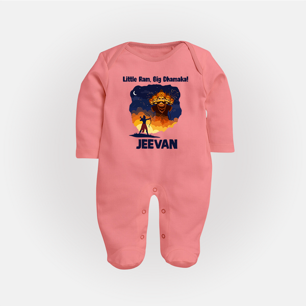 Little Ram Big Dhamaka Dussehra Fullbody suit - PEACH - New Born (Chest 7.5")