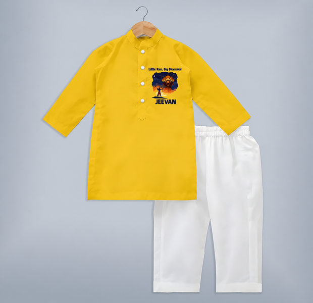 Little Ram Big Dhamaka Dussehra Kurta - CHROME YELLOW - 3 - 6 Months Old (Chest 24", Kurta Length 14'', Waist 19", Pant Length 14")