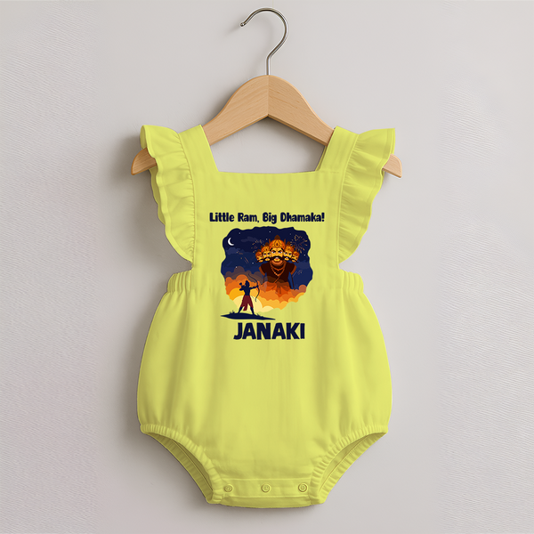 Little Ram Big Dhamaka Dussehra Romper Frock - PASTEL YELLOW - 0 - 3 Months Old (Chest 19")