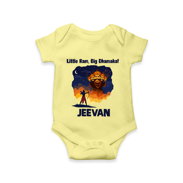 Little Ram Big Dhamaka Dussehra Romper - PASTEL YELLOW - New Born (Chest 14")