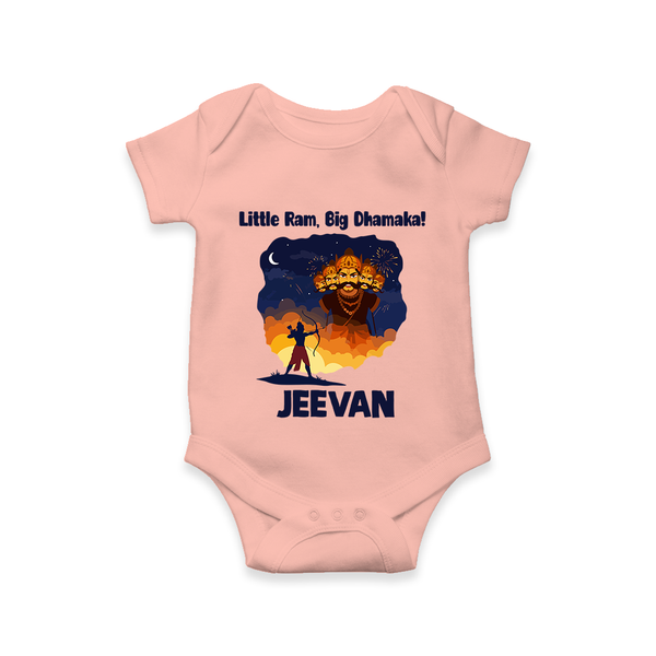 Little Ram Big Dhamaka Dussehra Romper - PEACH - New Born (Chest 14")