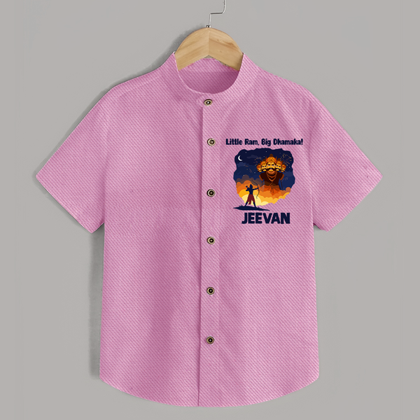 Little Ram Big Dhamaka Dussehra Shirt - BABY PINK - 0 - 6 Months Old (Chest 23")