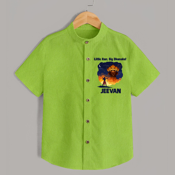 Little Ram Big Dhamaka Dussehra Shirt - LIME GREEN - 0 - 6 Months Old (Chest 23")