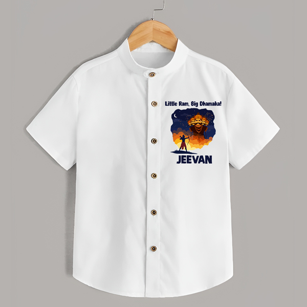 Little Ram Big Dhamaka Dussehra Shirt - WHITE - 0 - 6 Months Old (Chest 23")
