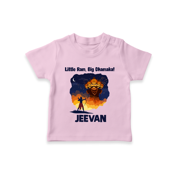 Little Ram Big Dhamaka Dussehra T shirt - BABY PINK - 0-5 Months Old (Chest 17")