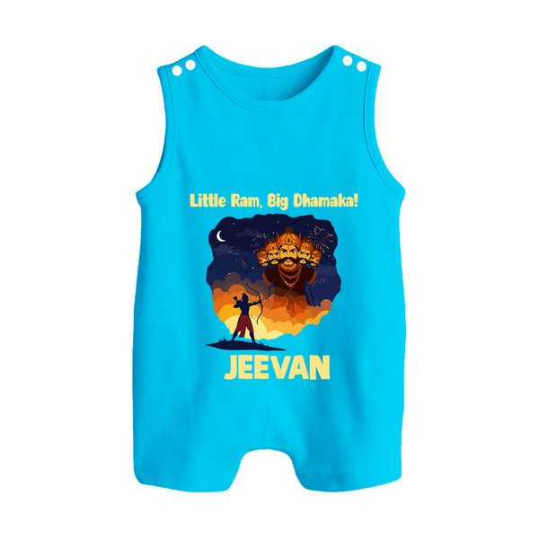 Little Ram Big Dhamaka Dussehra Button Romper - SKY BLUE - New Born (Chest 18")