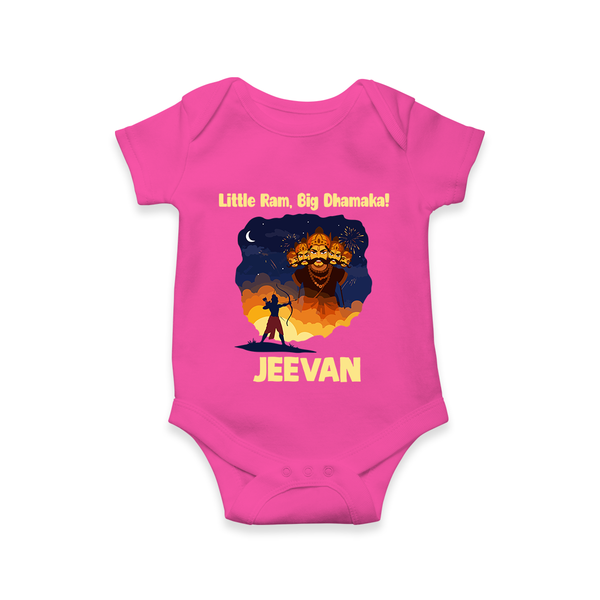 Little Ram Big Dhamaka Dussehra Romper - HOT PINK - New Born (Chest 14")