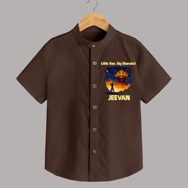 Little Ram Big Dhamaka Dussehra Shirt - CHOCOLATE BROWN - 0 - 6 Months Old (Chest 23")