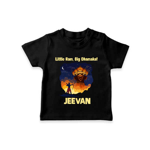 Little Ram Big Dhamaka Dussehra T shirt - BLACK - 0-5 Months Old (Chest 17")