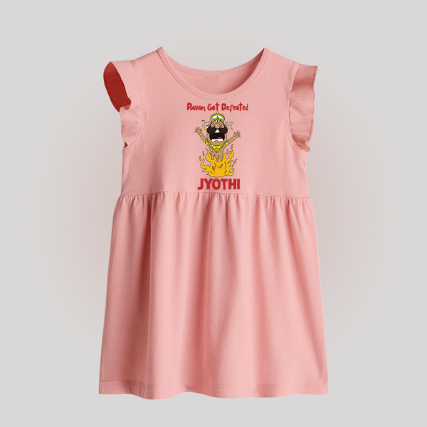 Ravan Defeat Celebration Dussehra Baby Frock - BABY PINK - 0 - 3 Months Old (Chest 17")