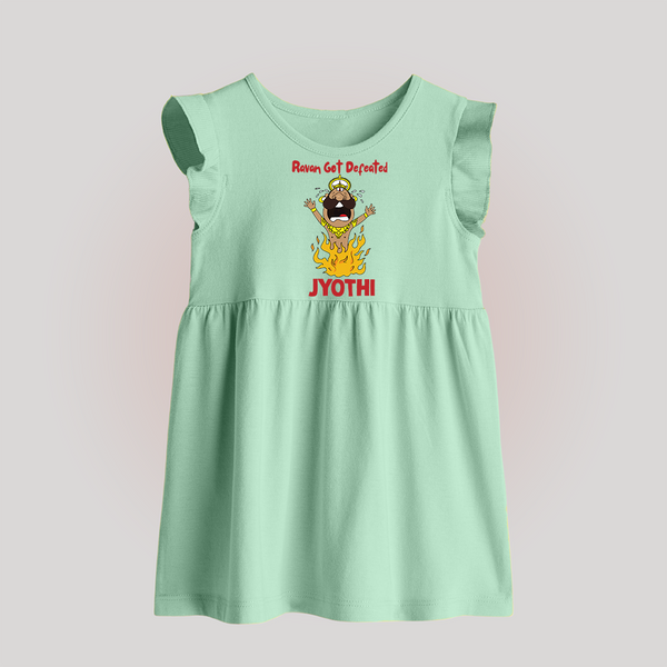 Ravan Defeat Celebration Dussehra Baby Frock - MINT GREEN - 0 - 3 Months Old (Chest 17")