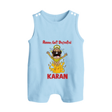 Ravan Defeat Celebration Dussehra Button Romper - BABY BLUE - New Born (Chest 18")