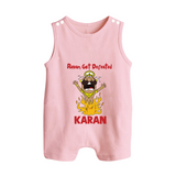 Ravan Defeat Celebration Dussehra Button Romper - BABY PINK - New Born (Chest 18")