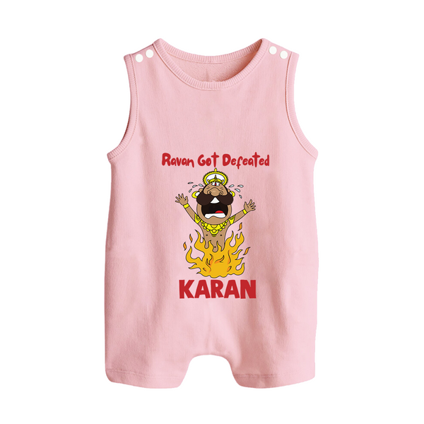 Ravan Defeat Celebration Dussehra Button Romper - BABY PINK - New Born (Chest 18")