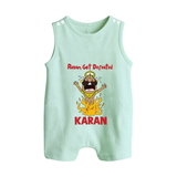 Ravan Defeat Celebration Dussehra Button Romper - MINT GREEN - New Born (Chest 18")