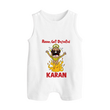Ravan Defeat Celebration Dussehra Button Romper - WHITE - New Born (Chest 18")