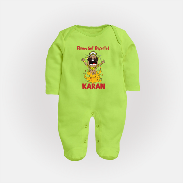 Ravan Defeat Celebration Dussehra Fullbody suit - LIME GREEN - New Born (Chest 7.5")