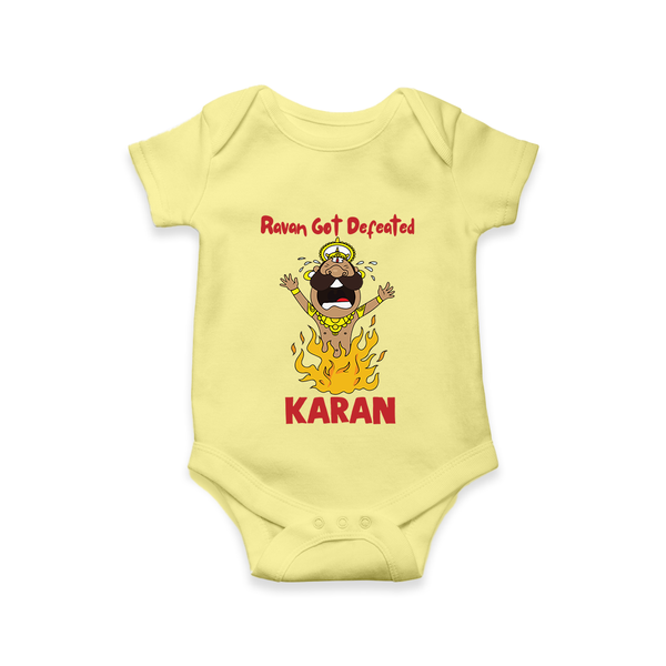 Ravan Defeat Celebration Dussehra Romper - PASTEL YELLOW - New Born (Chest 14")