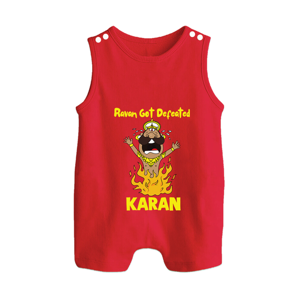 Ravan Defeat Celebration Dussehra Button Romper - RED - New Born (Chest 18")