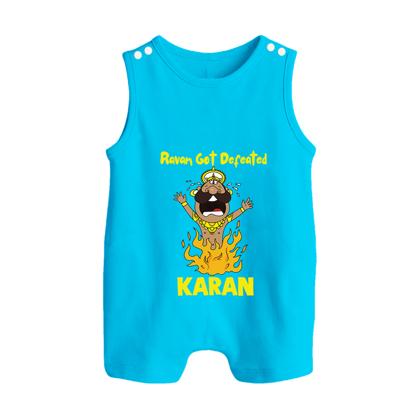 Ravan Defeat Celebration Dussehra Button Romper - SKY BLUE - New Born (Chest 18")