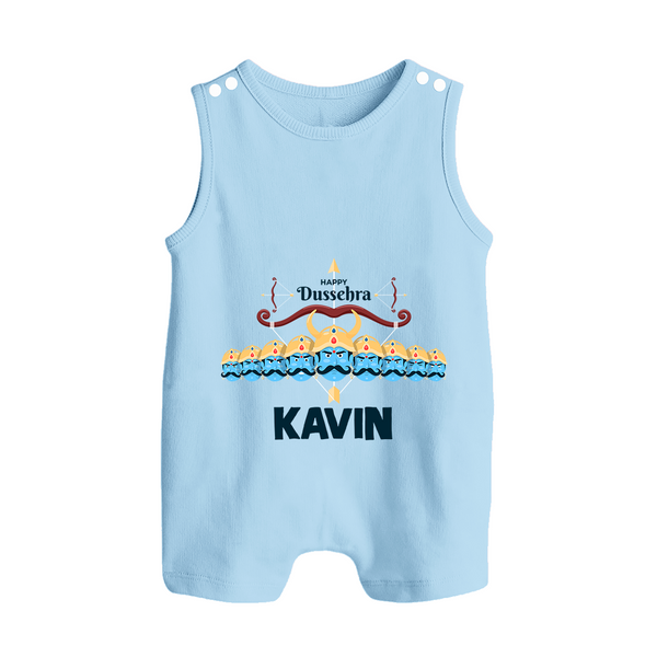 Dussehra Victory Celebration Button Romper - BABY BLUE - New Born (Chest 18")