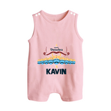 Dussehra Victory Celebration Button Romper - BABY PINK - New Born (Chest 18")