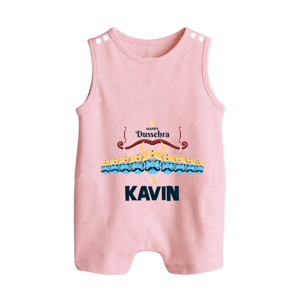 Dussehra Victory Celebration Button Romper - BABY PINK - New Born (Chest 18")