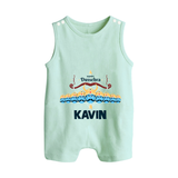 Dussehra Victory Celebration Button Romper - MINT GREEN - New Born (Chest 18")