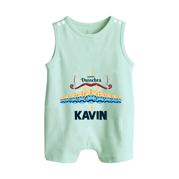 Dussehra Victory Celebration Button Romper - MINT GREEN - New Born (Chest 18")